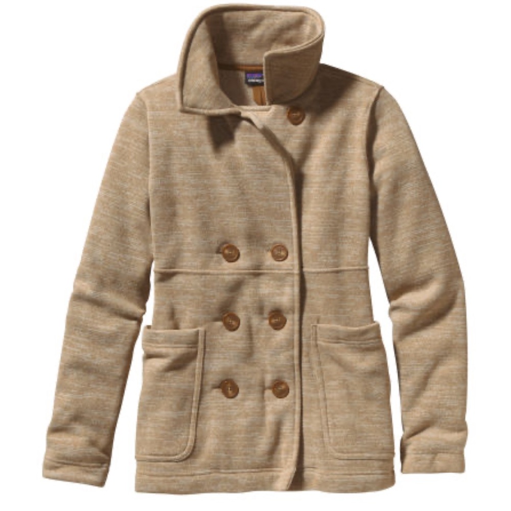 Patagonia Better Sweater Peacoat Beige Double Breasted size Small